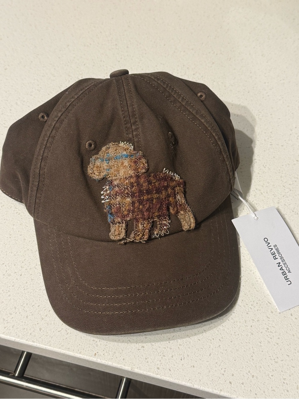 Urban Revivo Brown Patch Dog Woman Baseball Cap